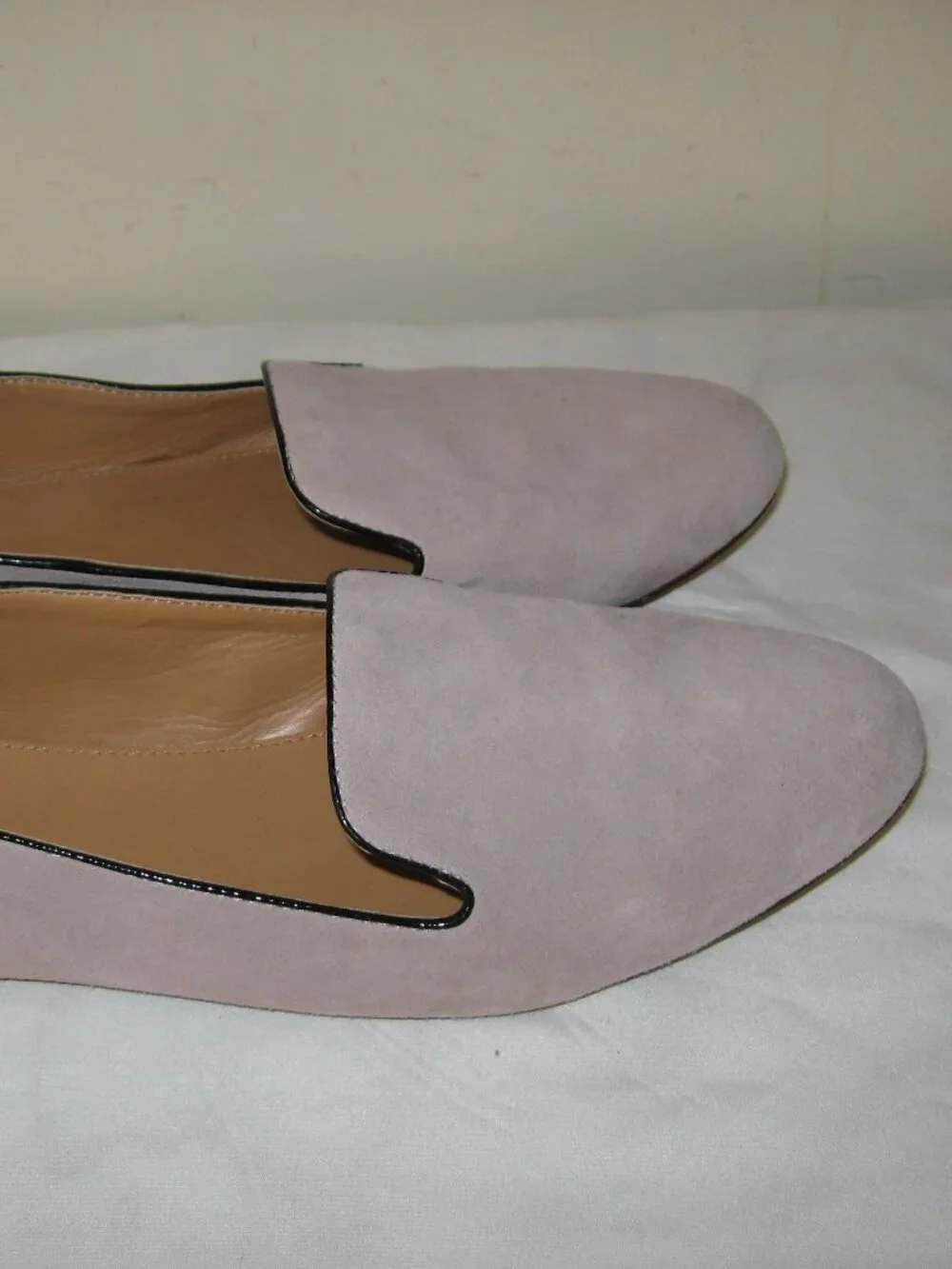 J.Crew lavendar suede black piping trim flats